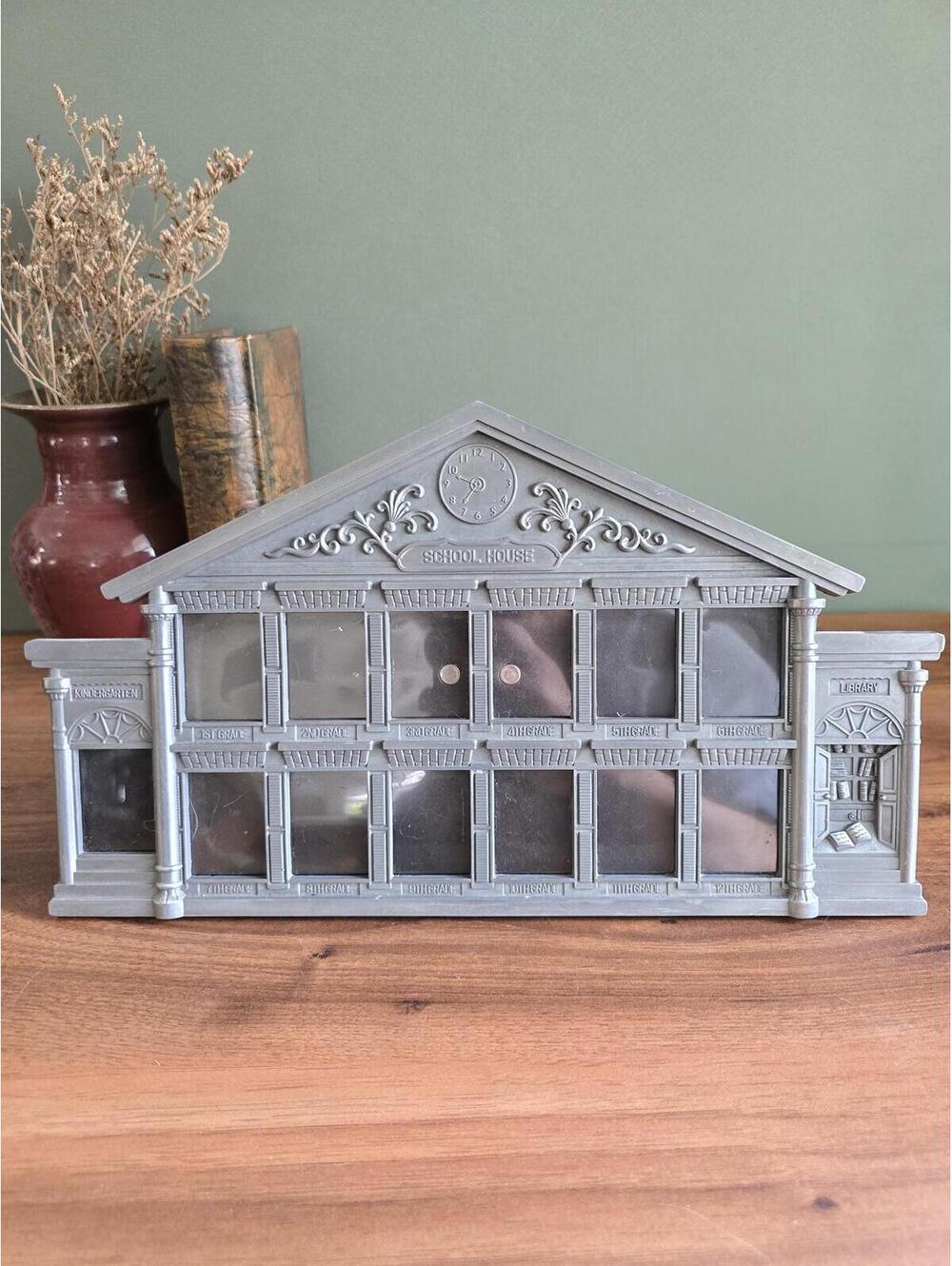 Vintage Pewter-Finish School House Multi-Photo Frame K-12